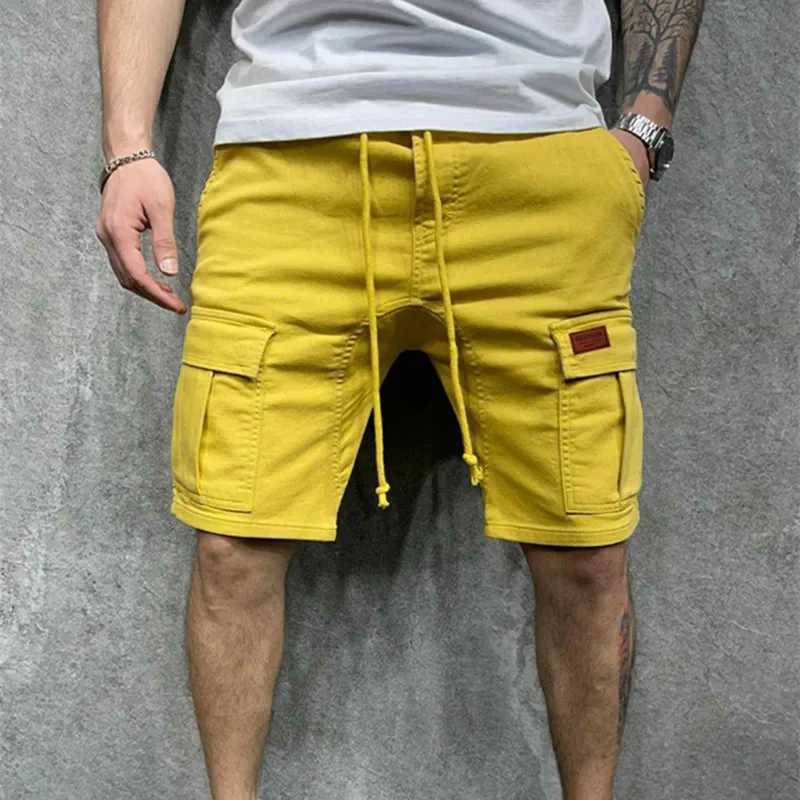 Men's Shorts Mens Casual Shorts 2023 Mens summer cargo shorts Loose multi-pocket stitching waist drawstring straight barrel 240419 240419