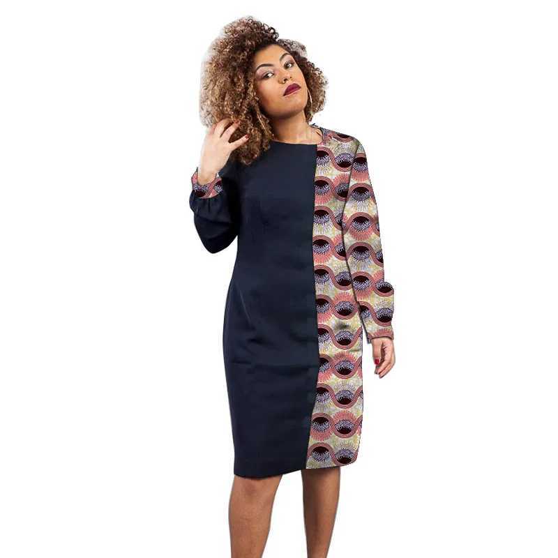 Ethnic Clothing African Fashion Womens Garment Nigeria Style Long Sleeves Colorful Print Dress Female Wedding Clothing Customized d240419