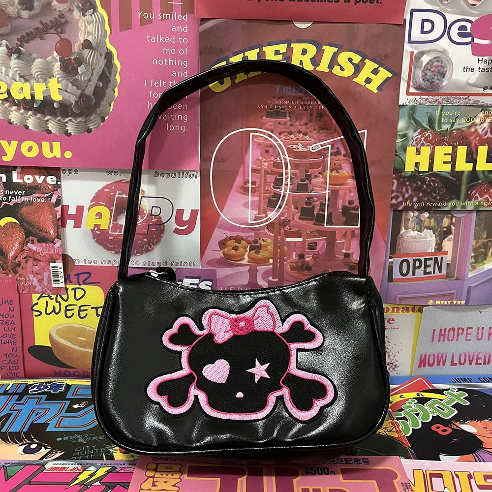 Bags HAEX Gothic Y2k Women's Bag 2022 Trend Harajuku E Girl Shoulder Bag Fashion Punk Street Skull Patchwork Bolso Mujer Shoppers