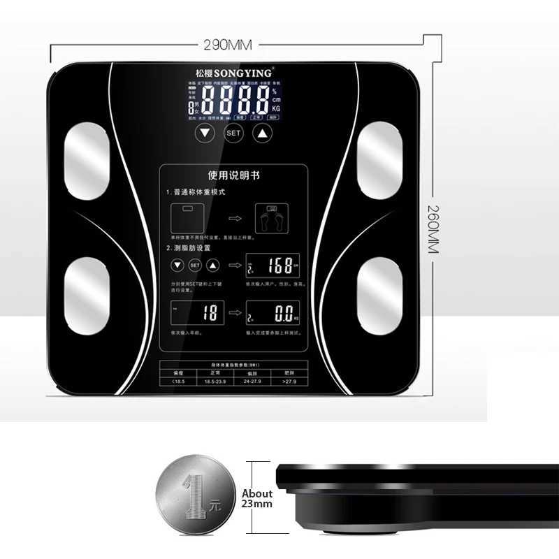 9T7s Körpergewichtskalen Fett BMI-Skala Digitales menschliches Gewicht MI Skalen Bluetooth-kompatible Boden LCD-Display-Körperindex Elektronische Smart-Waage Skala 240419