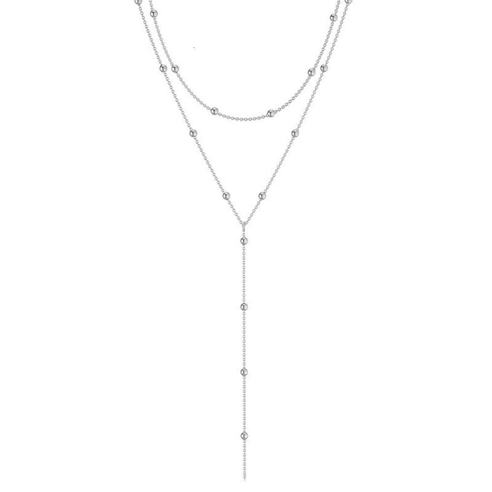 Geometric Minimalist Tassels Round Beads Collarbone Necklace