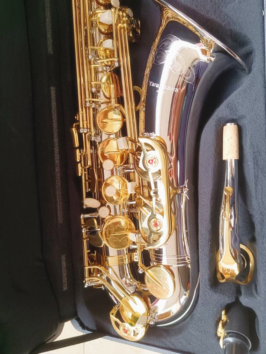 T-W037 Novo tenor saxofone BB Tone níquel Níquel Praito de níquel One a um padrão gravado Pattern Double Rib Reforced Jazz Instrument com acessórios