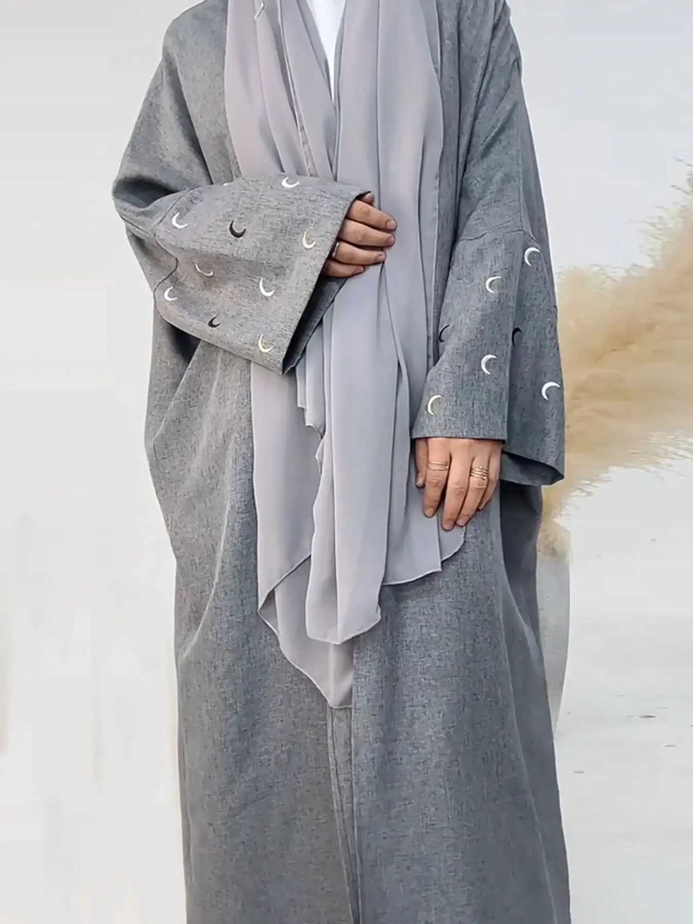 Abbigliamento etnico ricamo luna aperta Abaya 2024 Nuovo abito musulmano di kimono di lusso hijab donne islam retrò abiti modesti la festa kaftan d240419