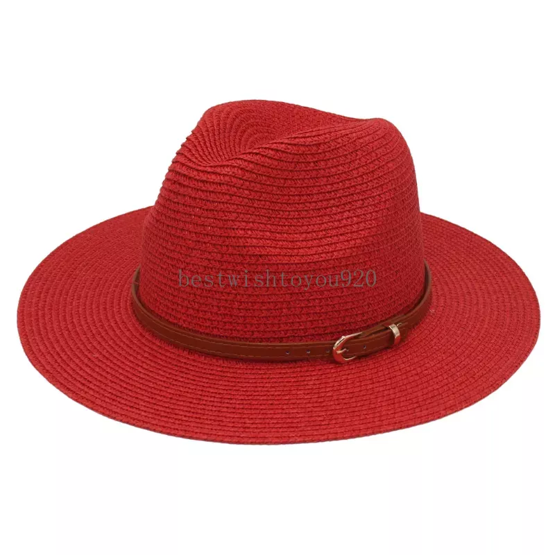 Lente zomer unisex solide kleur panama kleine riem gespog top hoed Brits casual vouwen rietje fedora hoed vrouwen strand zon cap