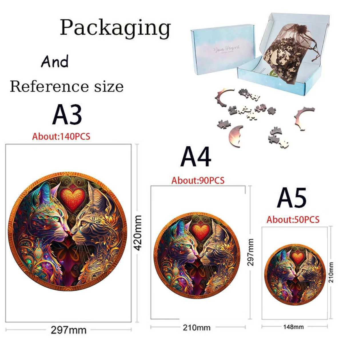 3D Puzzles Interesting Wooden Animal Puzzle for Adults Kids Owl Shape DIY Puzzles Cats Interactive Board Game Jigsaw Educational Gifts 240419