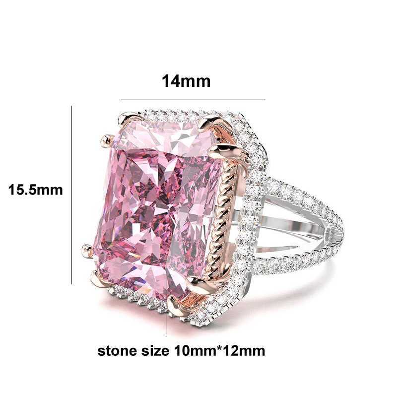 Bagues de mariage ffgems gemmestones argent gold anneau de couleur rose diamant argent 925 Bonne de mariage bijoux pour les femmes fiançailles fille en gros 240419