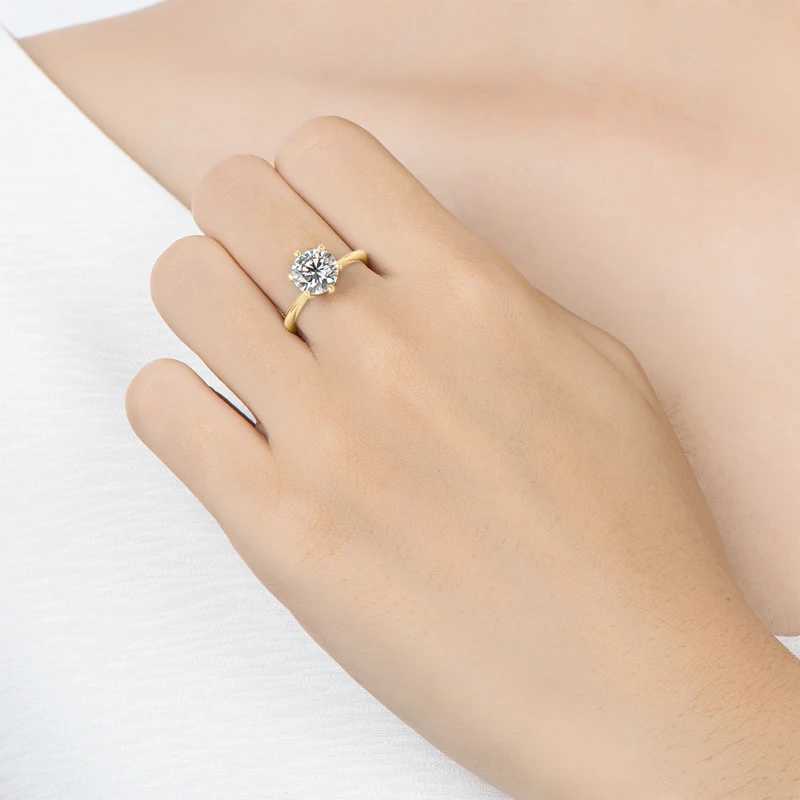Кольцо для пасьянса ANZIW 0,5-3,0-КТ MOISSANITE Solitaire Ring Silver 925 14K Золото.