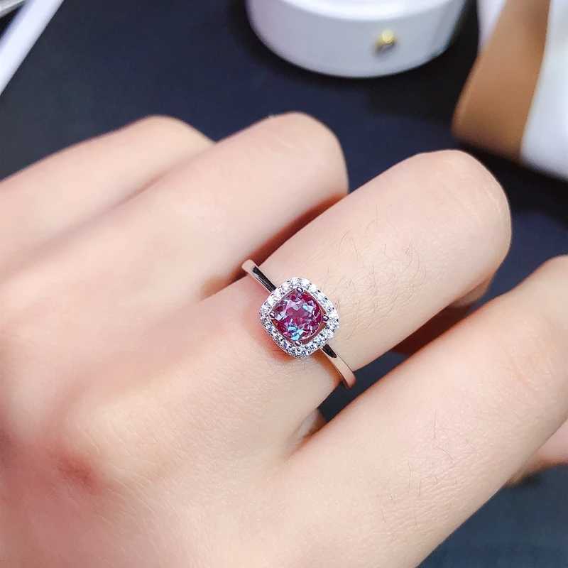 Solitaire Ring Natural Alexandrite Ladys Ring 925 STERLING SILP PRINCESS Square Nouveau style Recommandation D240419