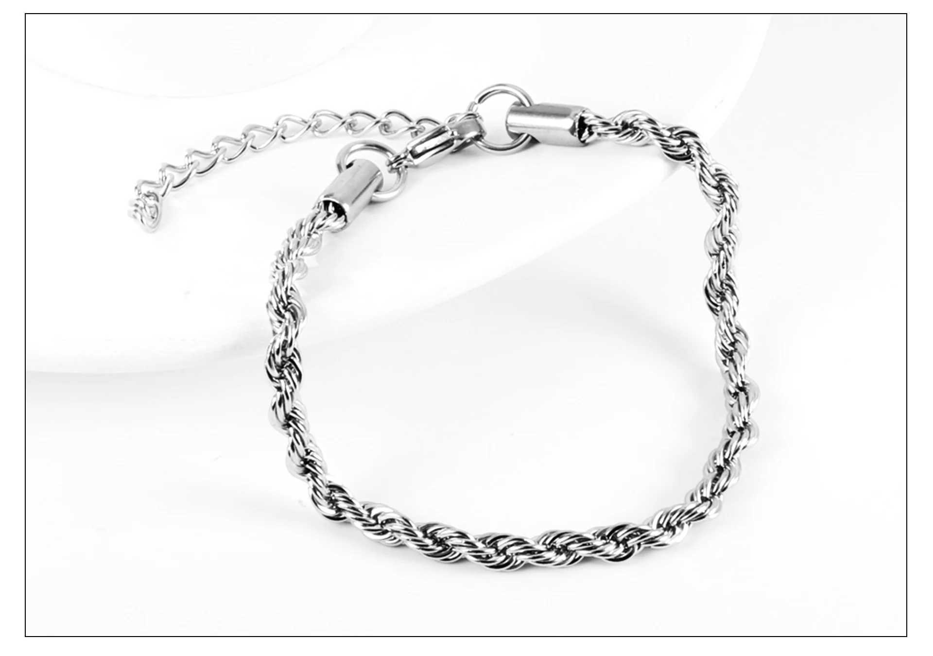 Chain Luxusteel 2/3/4/5 mm Twisted Rope Link Chain armband voor vrouwelijke mannen roestvrijstalen pols kerstcadeaus lengte verstelbare D240419