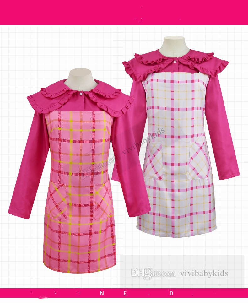 Roupas de cosplay para crianças quarta -feira, pequena garota lobisomem enid adams roupas roupas crianças duplas falbala lapela camisa xadrez vestido de suspensório de conjuntos de z7772