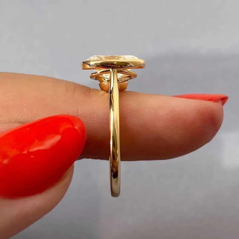 Anello di solitario lnngy 925 anelli di fidanzamento in argento sterling femmina femmina moda oval zircone anello solitario 14k doni di gioielli placcati in oro d240419