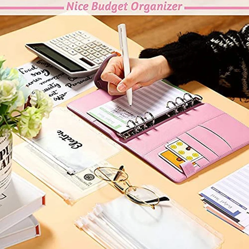 Wallets A6 Cash Envelopes Binder Wallet PU Budget Planner Notebook for Cash Budgeting Envelope Wallet Savings Money Binder