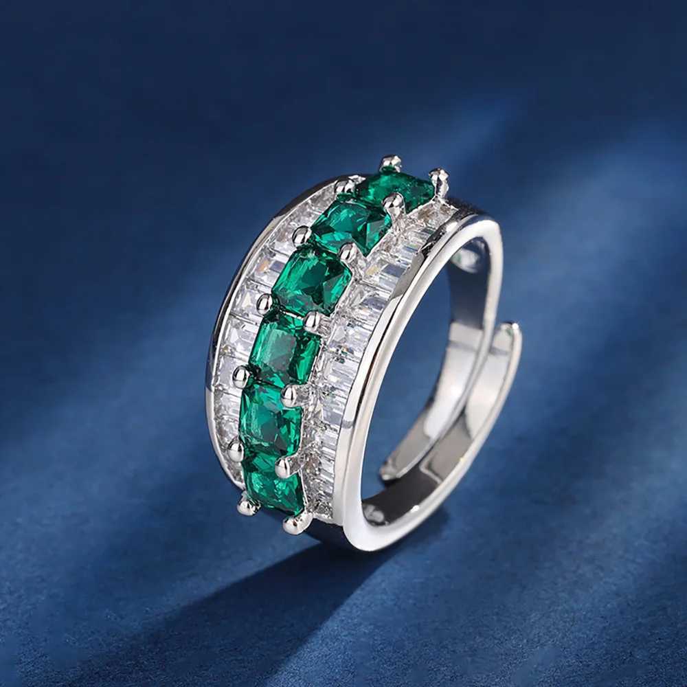 Wedding Rings 2023 Retro 4MM Ruby Emerald Sapphire Rings Lab Diamond Wedding Band Gemstone Cocktail Party Fine Jewelry Female Anniversary Gift 240419