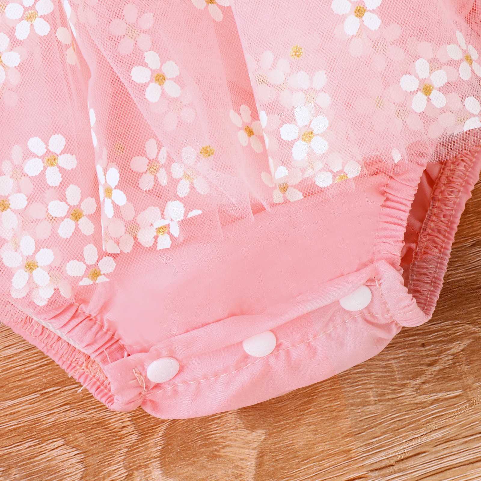 Meisjesjurken zomer 0 tot 1 jaar oud babymeisjes comfortabel coole en mooie meisjes versierd met bloemen roze mesh halter rok ha jurk d240423