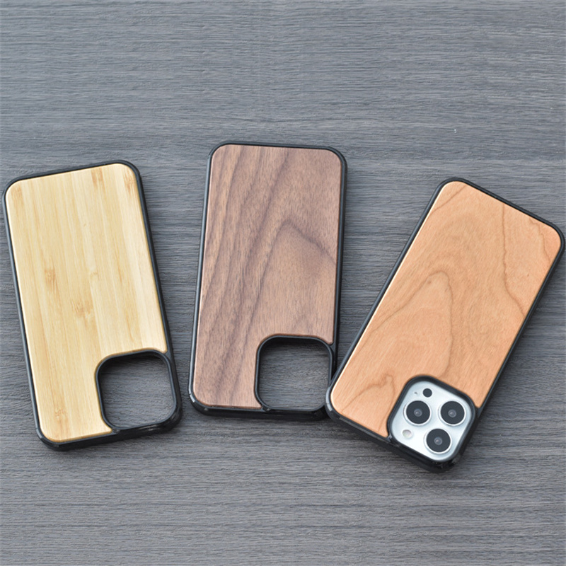 Real Wood Case TPU Arc Edge Wooden Cover Retro Protector Cases For iPhone 15 14 Plus 13 12 11 Xs Max 8 7 Plus