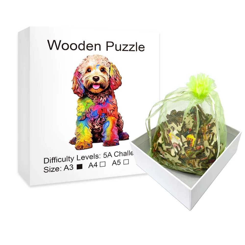 3D -pussel Jigsaw Puzzle Mysterious Animal Puzzles Dog Puzzles Gift For Adult Kids Education Fabulous Gift Interactive Games Wood Toys 240419