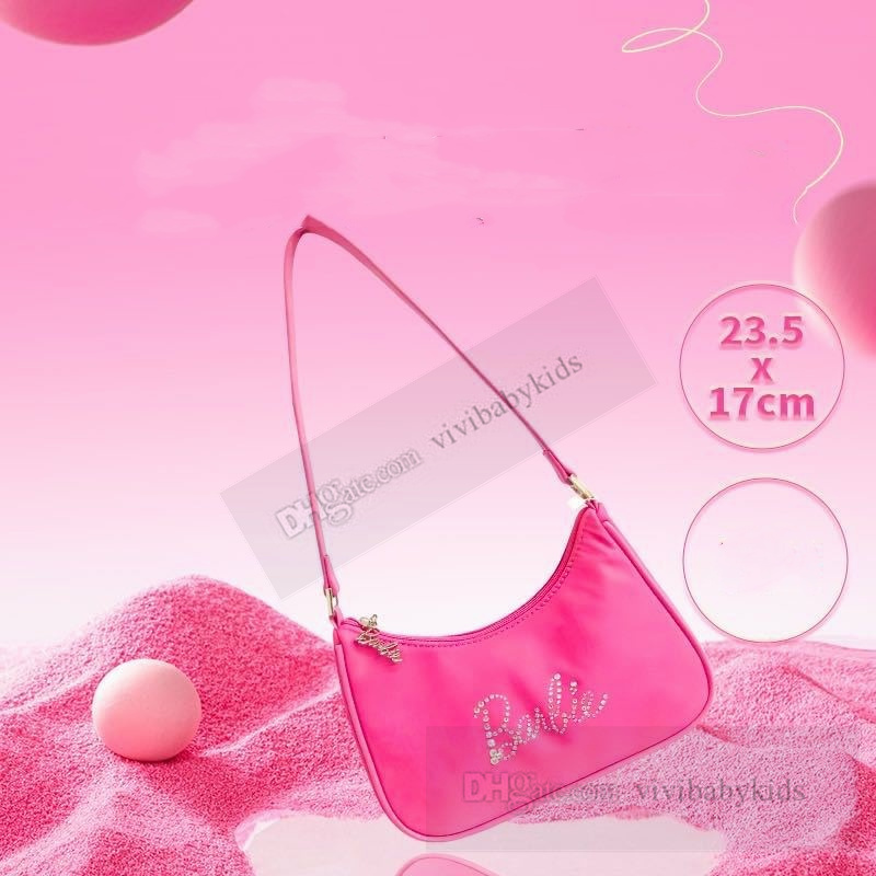 Designer Kids Rhinestone Letter Handväskor Girls Barbie Pink Princess Crossbody Bag Children Single Shoulder Alar Bags Z7782