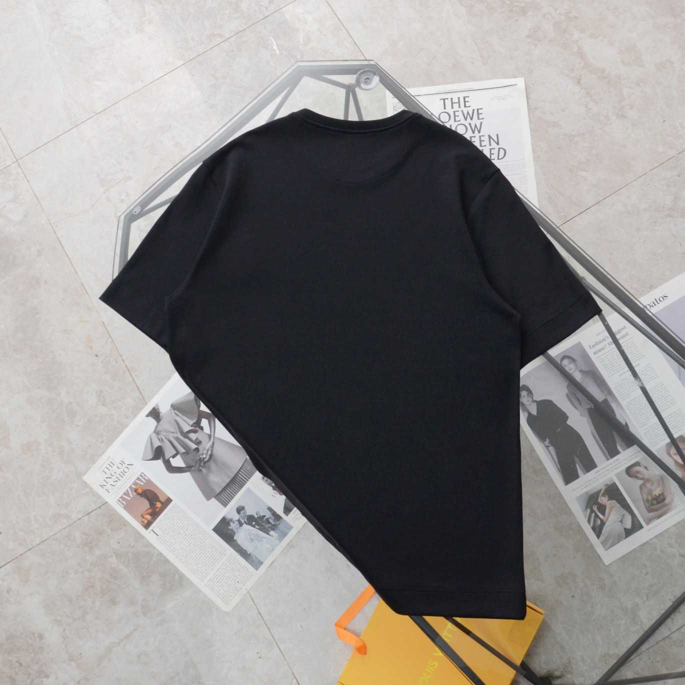 Yüksek kaliteli tasarımcı kıyafetleri xia göğüs çiçek deri etiketi siyah çift ağırlıklı büzüşme üst düzey kumaş erkek kadın tarzı kısa kollu tişört