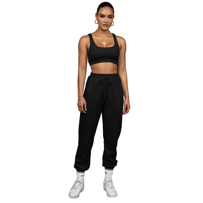 Kvinnors träningsdräkter Kvinnor Tank Top Pants Two Piece Set Woman Sports Fitness Running Dräkt Jogging Cloth Vest Trousers Sweatpants Set
