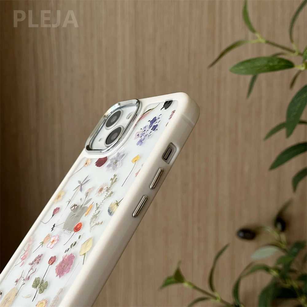 Casos de telefone celular Flor Flor Floral Clear Telefone Caso para iPhone 15 13 12 14 Pro Max 11 Silicone Chofsoof Chegar Plaking Camera Lens Finanda J240418