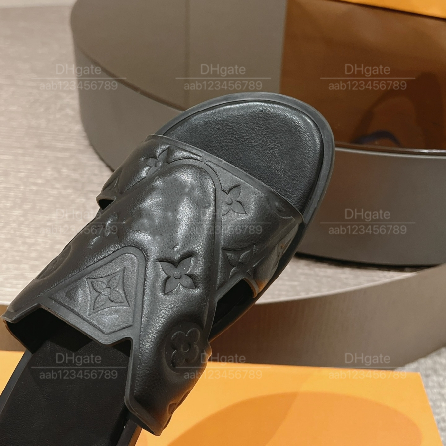 Top espelho de qualidade clássica designer de designer de designer de couro sandálias famosas homem sandale ao ar livre chinelo chapado de fundo de verão sandal de praia casual 39-45 tamanho com caixa