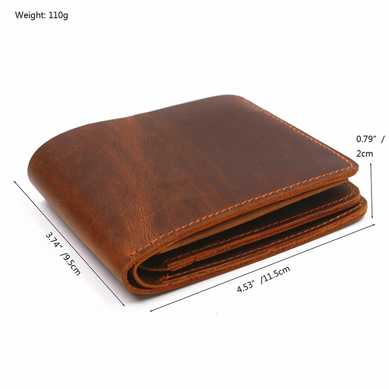 Wallets 100% Genuine Leather Wallet For Men Male Handmade Natural Cowhide Short Trifold Men's Purse With ID Card Holder Coin Pocket Bag
