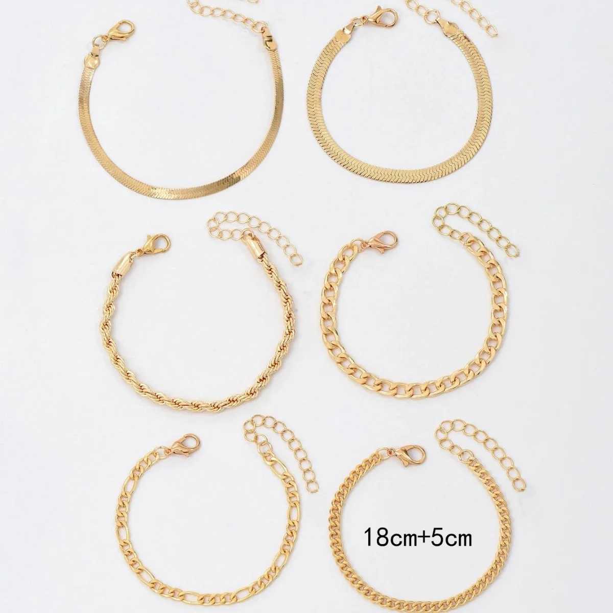 Erdo Chain / Set Fashion Bracelets de liaison à chaîne épaisse ensemble pour femmes Gold Couleur Silver Color Metal Snake Chain Twist Bracelet Punk Jewelry D240419