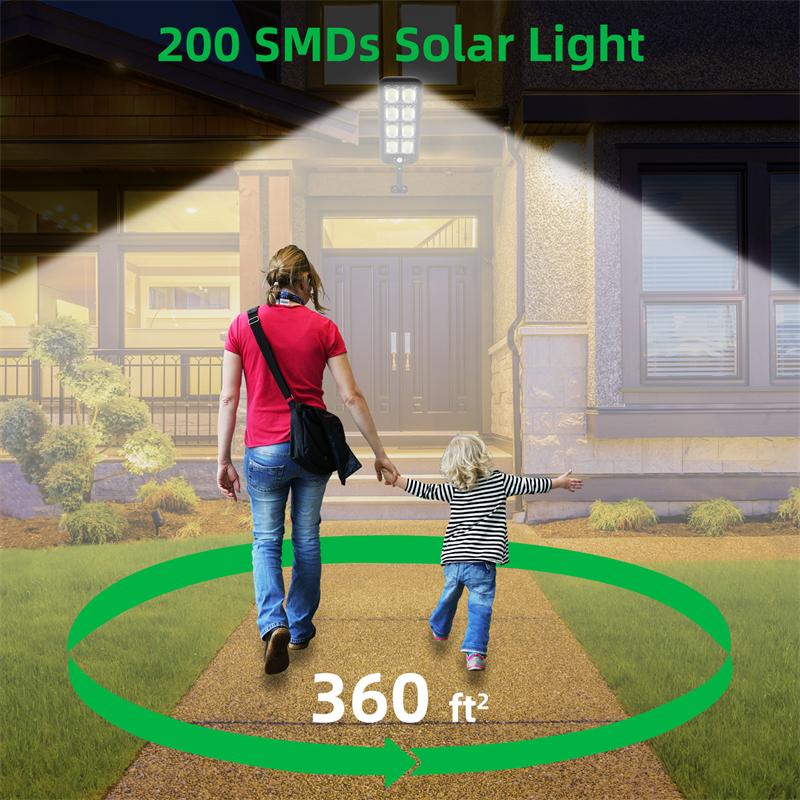 Lumière murale solaire 100led 100cob 200led 200cob blanc / blanc chaud ip65 étanche de jardin imperméable