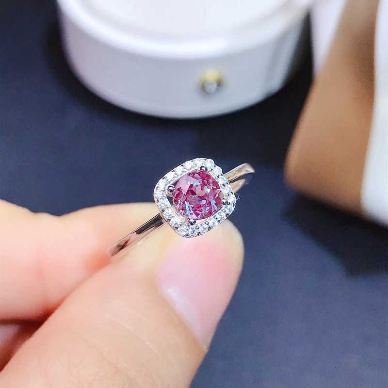 Solitaire Ring Natural Alexandrite ladys RING 925 Sterling Silver Princess square new style recommendation d240419