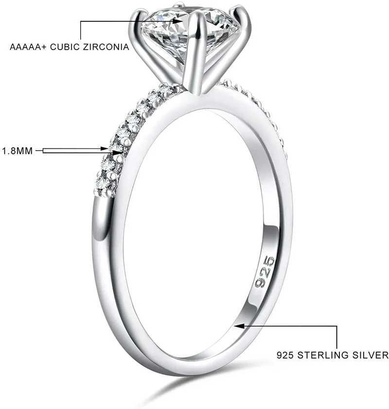 Solitaire Ring Tigrade 925 STERLING Silver for Women 1,25 CT Round Solitaire 5A + CUBIC Zirconia Engagement Ring Halo Promise Ring Taille 4-12 D240419