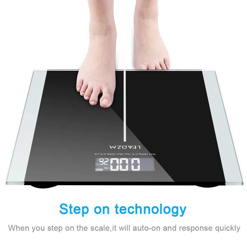 Body Weight Scales Smart Electronic Scales LCD Display Body Weighing Digital Health Weight Scale Bathroom Floor Scales Glass Battery Black 240419