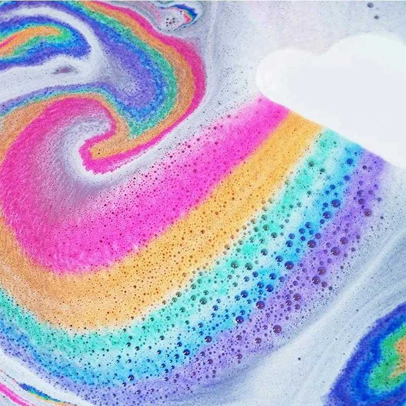 Bubble Bath Bomba Rainbow Cloud Kolorowa bąbelkowa kąpiel solna kulka olejku eteryczna kąpiel Ktuanie spa nawilżanie relaksujące urodziny świąteczne prezenty D240419