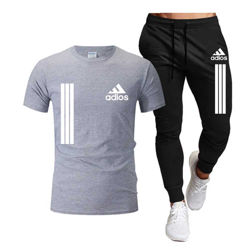 Men's Shorts Mens cotton T-shirt set Casual T-shirt Athletic shorts Mens summer wear Fashion 240419 240419