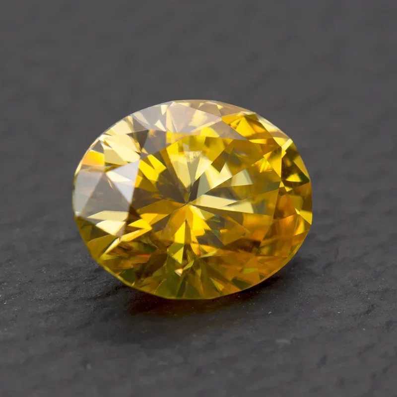 Bröllopsringar Moissanite Stone Golden Yellow Color Oval Cut GRA Certificate Lab Created Heat Diamond DIY Jewelry Rings Earrings Making 240419