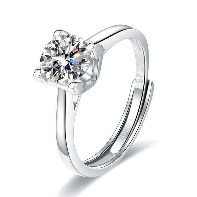 Anelli nuziali Jecircone 925 Anello moissanite in argento sterling semplice semplice personalizzato a V Gioielli a 4-artiglia a 4 carrelli Banda di apertura donne 240419