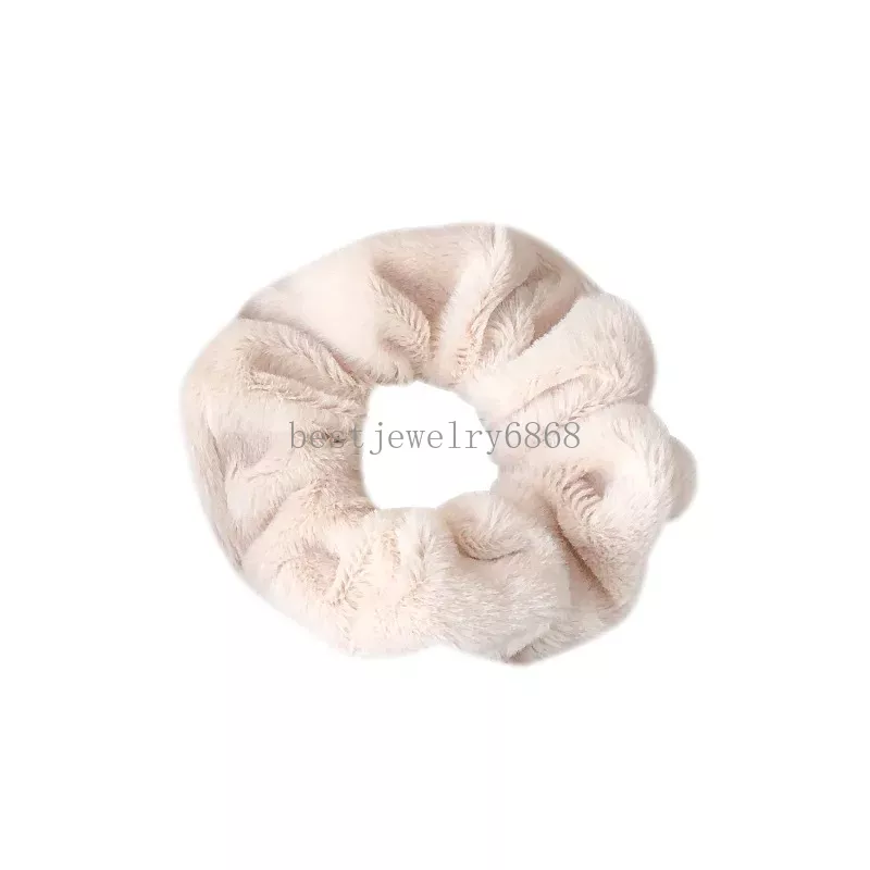 Women Plush Hair Scrunchies Girls Warm Soft Hair Band Elastic Accessories Black White Khaki Pink Hair Ties