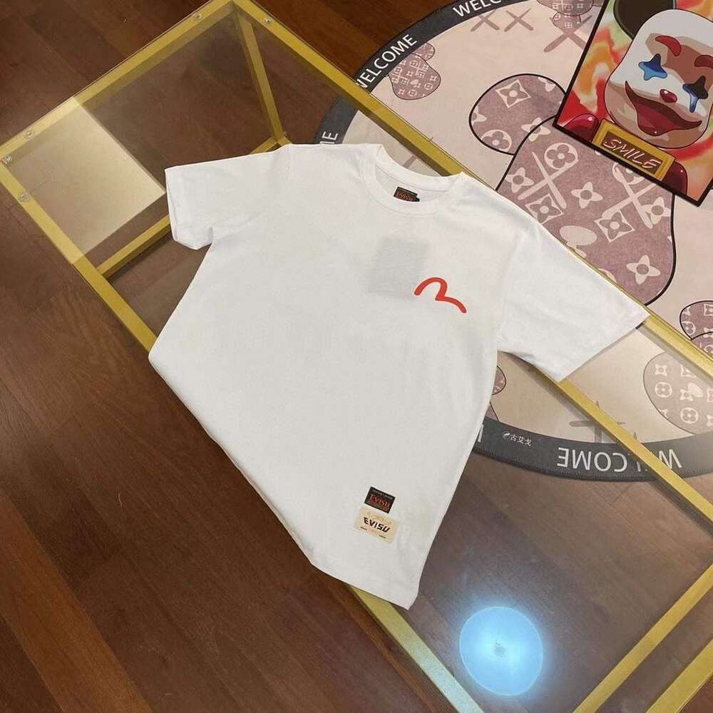 2023 New Ev Fushen Men's Seagull and Back Bixin Buddha Head Letter Printing Drould Round Neck Shirt Shirt 443995