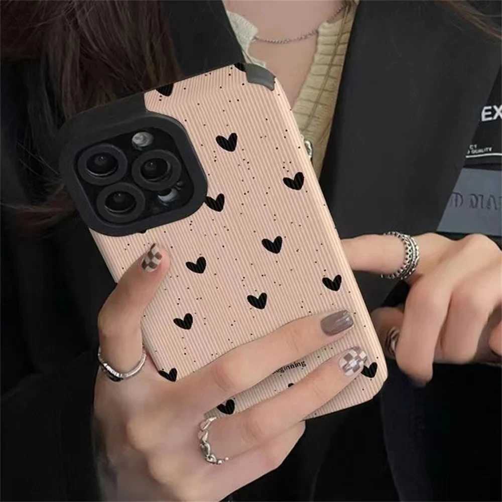 Cell Phone Cases Fashion Little Love Heart Phone Case for iPhone 14 12 15 11 Pro Max Mini SE X XS XR 78 Plus Silicone Leather Shock Cap J240418