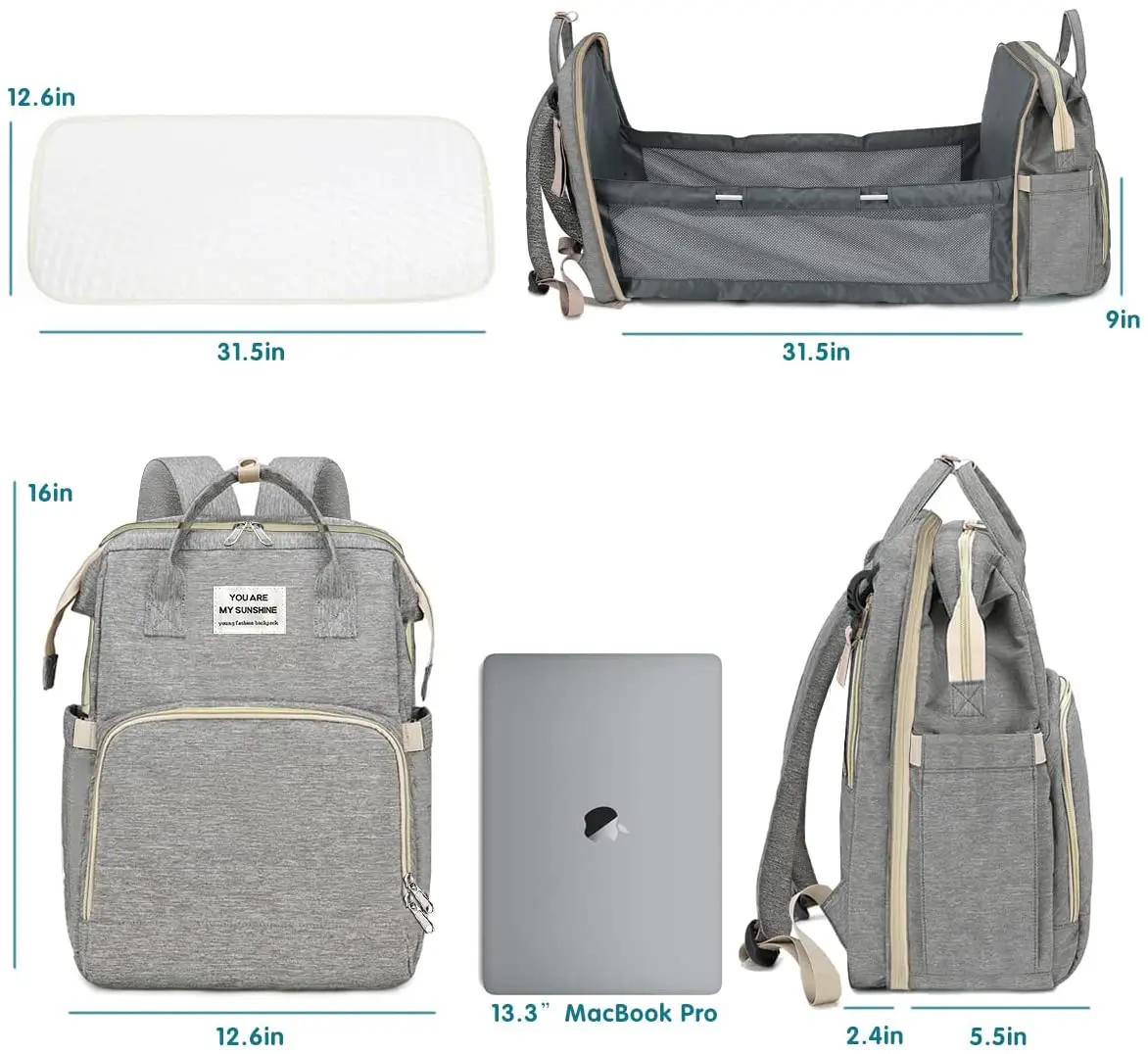 Mochila de fraldas de bolsas Mochila multifuncional Viagem de volta Maternidade Maternidade Bolsas de troca de bebê Portátil à prova d'água Capacidade de grande capacidade