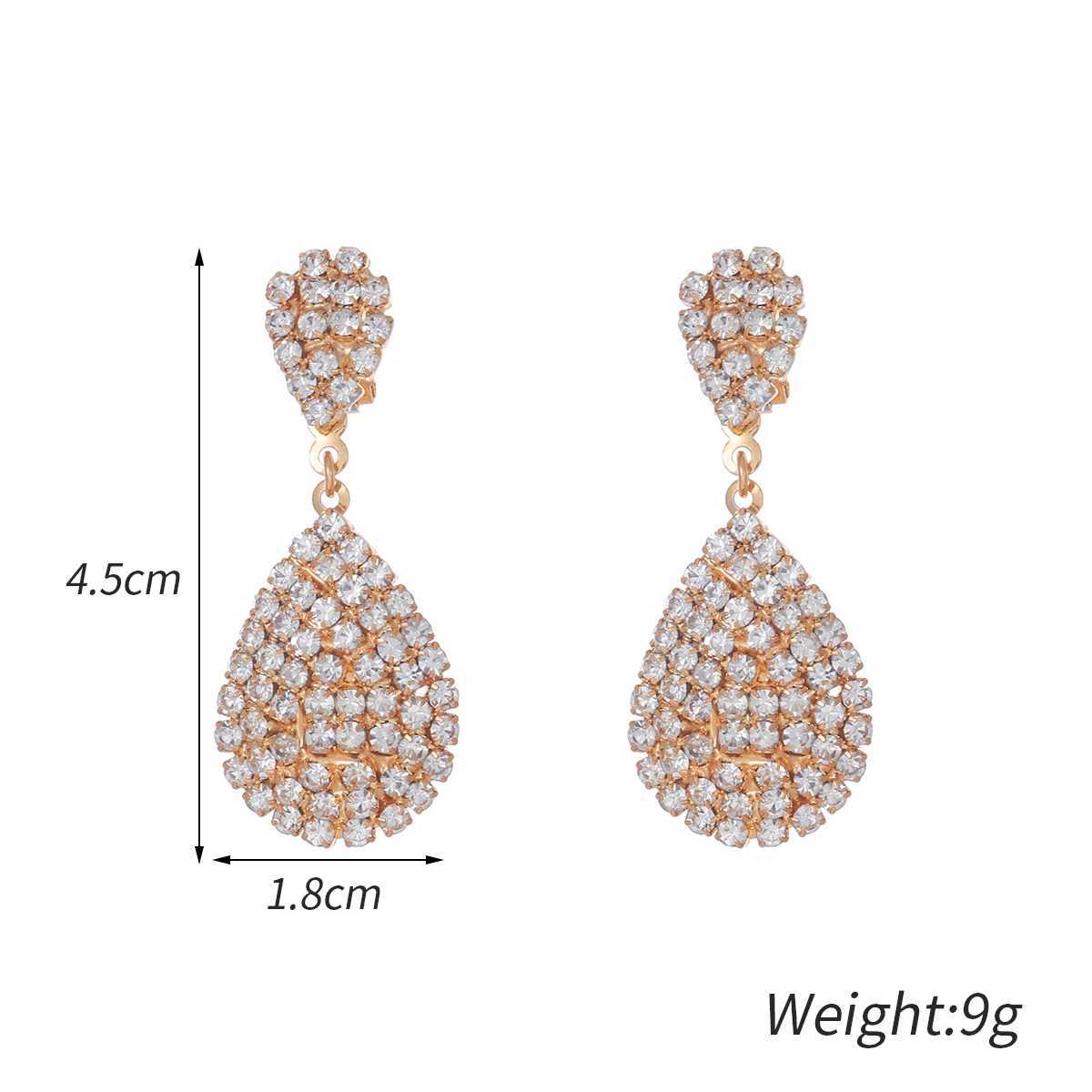 Other Water Drop Clip On Earring Cubic Zirconia Crystal Dangle Earrings Statement Earrings no pierced for Women Wedding Bridal jewelry 240419