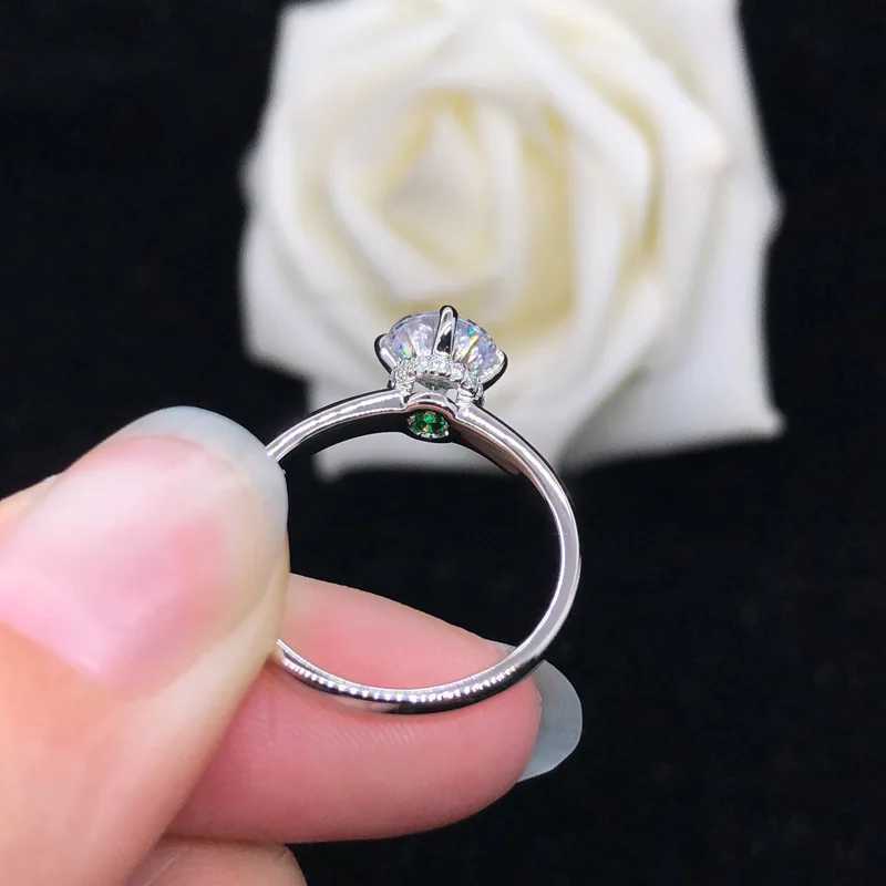 Anello solitario solido 14k in oro bianco au585 anello da donna a quattro artigli diamante semplice proposta anello moissanite anello diamantato d240419