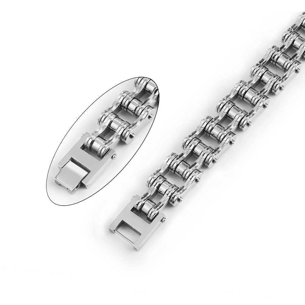 Ketting 16 mm titanium stalen motorfietsarmband voor heren dames punk persoonlijkheid roestvrij zilveren kleur motorfietsketens armbanden d240419