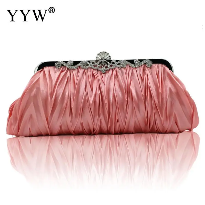 Väskor Silk Evening Handbags Cocktail Clutches Silk Gleats Chain Dinner Bag Party Banquet Bride Dance Party Totes Luxury Evening Bags