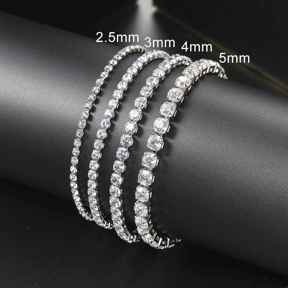 Chain Hip Hop Iced Out 3/4/5mm Crystal Tennis Armband för män Homme Trendy Punk Zirconia Mens Chain On the Hand Streetwear Jewelry D240419