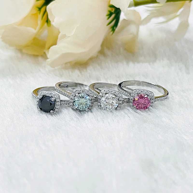 Anello di solitario joycejelly 1 ct anelli di diamanti moissanite colorati donne classiche femmine 925 sterling sterling anello di fidanzamento nuziale gioielli D240419