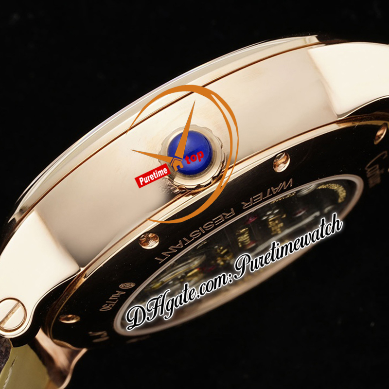 Orologio da uomo automatico da uomo di Rotonde Flying Tourbillon Rmsf Rose Gold Silver Nero Romano Cinta di pelle marrone Super Edition Orologi RELOJ HOMBRE MONTRE PURETIME PTCAR