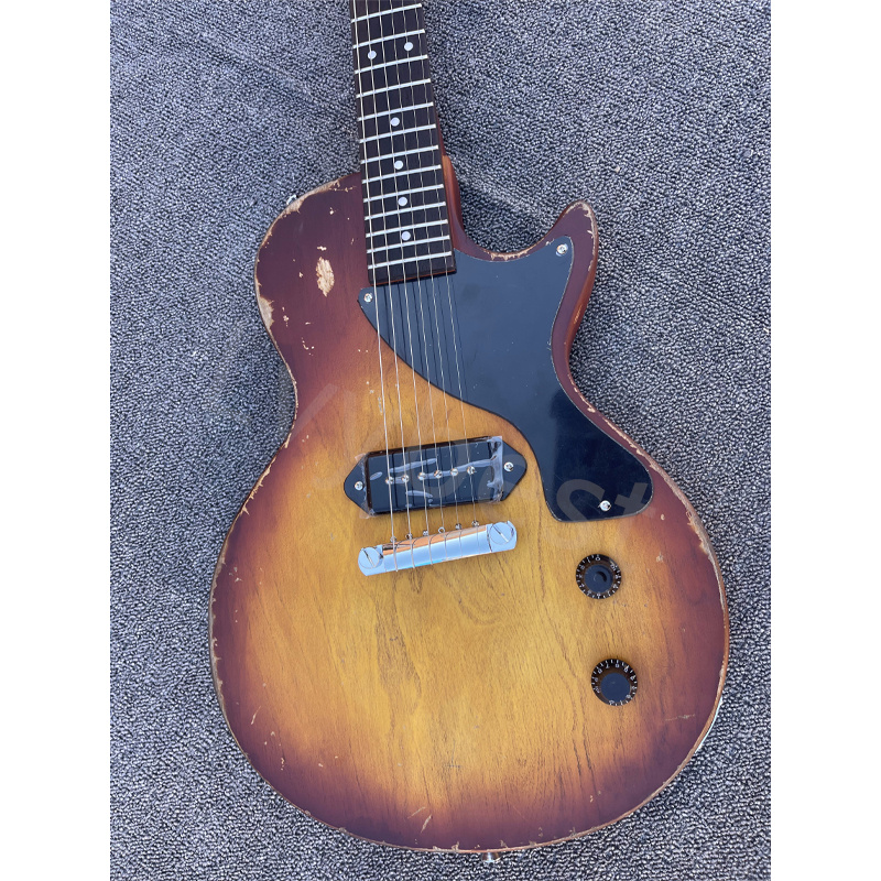 Stocking Electric guitar flat top tobacco burst aged paint and parts dog ear P90 pickup and wrapround tail black pickguard 