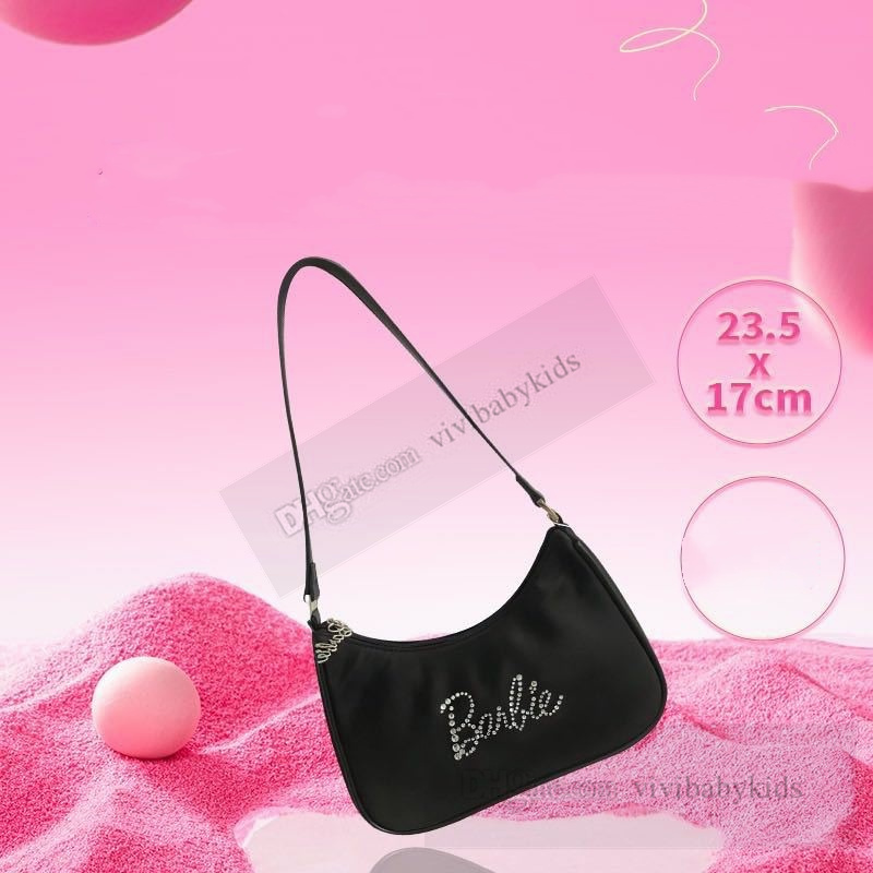 Designer Kids Rhinestone Letter Handväskor Girls Barbie Pink Princess Crossbody Bag Children Single Shoulder Alar Bags Z7782