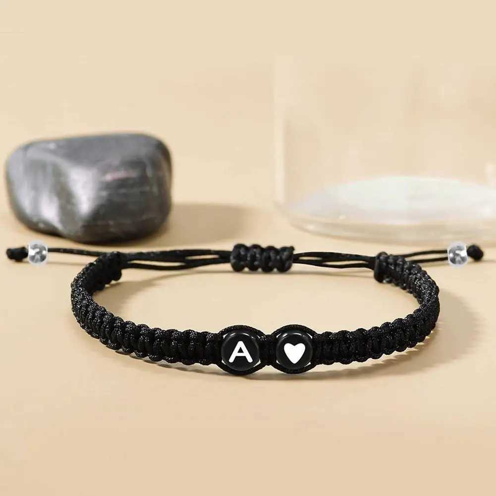 Chain 26 Letters Initial Heart Bracelets Handmade Adjustable A-Z Name Braided Bracelets For Women Men Friendship Jewelry Gifts d240419