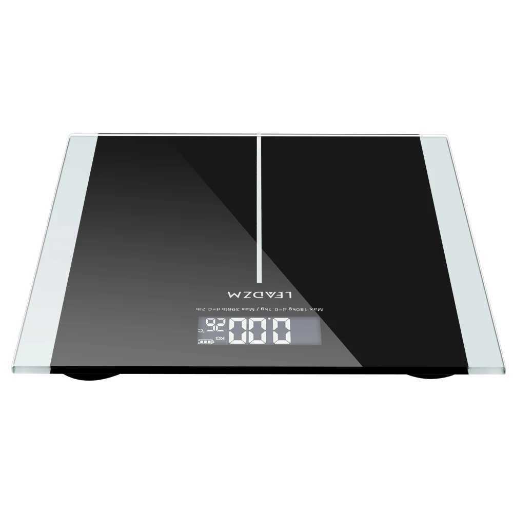 Escalas de peso corporal escalas eletrônicas inteligentes LCD Exibir corpo pesando peso digital em escala de peso banheiro escalas de piso Bateria de vidro Bateria preto 240419